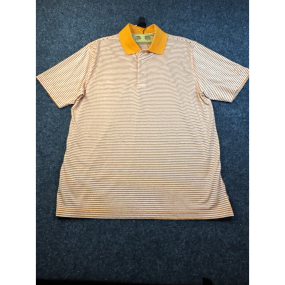 Men's PGA Tour Golf Polo Orange Striped Size Large